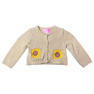 VTG Goodlad Baby 24M Sunflower Patch Knit Cardigan Green Yellow Toddler Girl Top